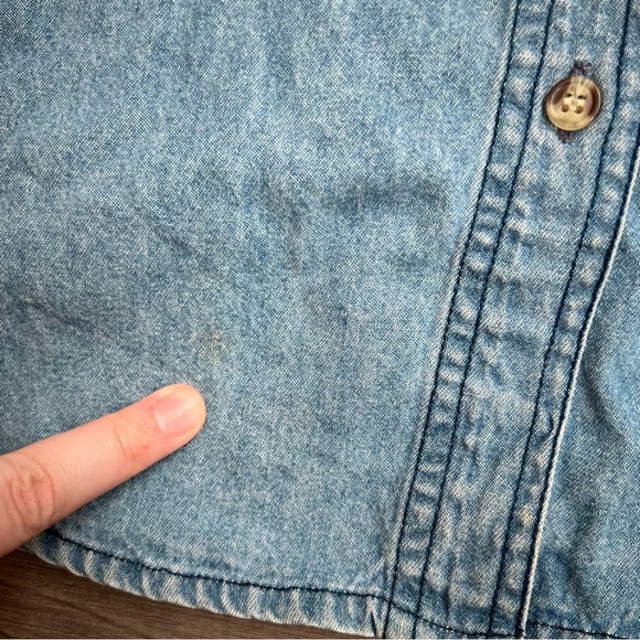 00s Denim Sleeveless 4th of July 2000 Button Up Shirt Embroidered Size M - Picture 6 of 6